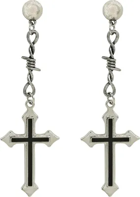 Produktbild von Ohrringe Kreuz schwarz silber Halloween 80er 90er