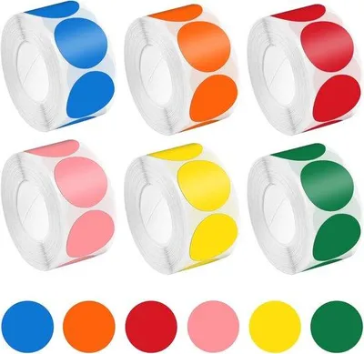 Productafbeelding van 3000 stuks zelfklevende stippen - 25 mm kleurrijke ronde stickers voor kleurcodering en markeringspunten - 6 kleuren voor doe-het-zelf