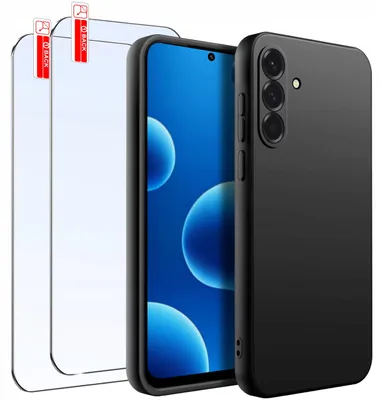 Obrázok produktu pre ZESTAW Etui do Samsung A36 5G Matowe Czarne Silikon 2 SZTUKI SZKŁO