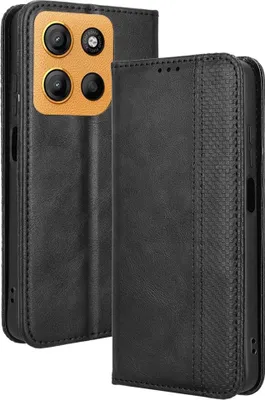 Produktbild von Motorola Moto G15 / G17 (Power) Hülle - Coverup Vintage Style Klapphülle - Schwarz