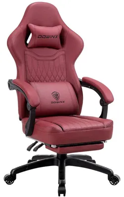 Produktbild von Gaming-Stuhl,atmungsaktives Kunstleder,Taschenfederkissen,Massage-Lendenstütze,Fußstütze verstellbar Rot