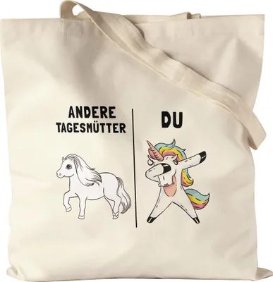 Produktbild von Tagesmutter Jutebeutel Stoffbeutel Canvas Kindergarten Abschied Einhorn Lustig Dankeschön & Abschiedsgeschenk Kindergarten Kita