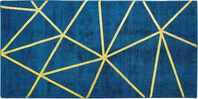 Produktbild von BELIANI Teppich Marineblau Viskose 80 x 150 cm geometrisches Muster in Gold Kurzflor Rechteckig Baumwoll-Unterseite Glamour Look
