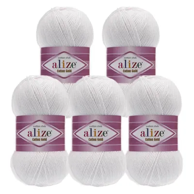Produktbild von 5 x 100g Strickgarn Alize Baumwolle Gold Uni Klassikgarn Häkelgarn Strick-Wolle