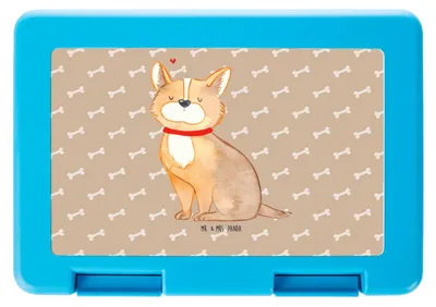 Produktbild von Mr. & Mrs. Panda Bento Box Hund Glück - Hundeglück - Geschenk, Lunchbox, Sprüche, Liebe, Brot Aufbewahrungsbox, Herz, Corgie, Snackbox, Essensbox, Bentobox, Spruch