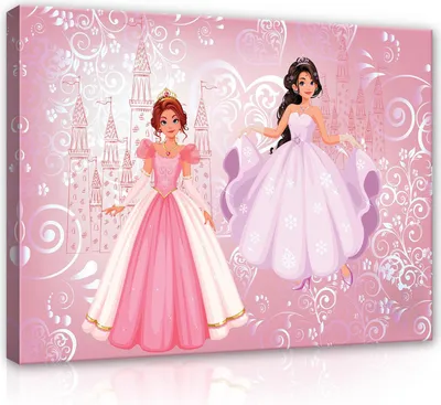 Produktbild von Leinwandbild Kinderzimmer Prinzessin 100x70 cm Mädchen XXL Canvas Bilder Wandbilder Kunstdruck Wand Bild auf Leinwand Aufhängefertig