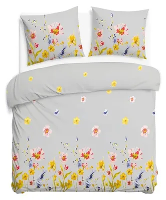 Zdjęcie produktu dla Komplet pościeli, flanelowa pościel, idealna na zimę, ciepła, rozmiar 200x220, kolor szary, wzór kwiatowy, model 31521-2
