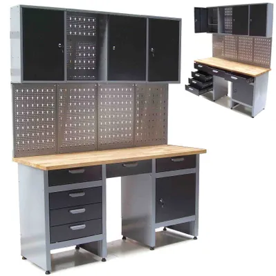 Produktbild von Werkstatt Combi-Set Werkbank 06276 Werkzeugschrank + Werkzeugwand 06278 Lochwand