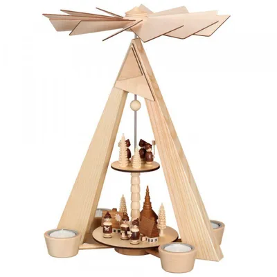 Produktbild von Teelichtpyramide Laternenkinder Kurrende natur BxHxT 27x38x22cm NEU