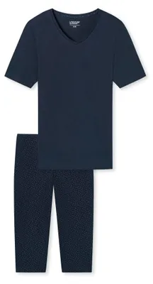 Productafbeelding van Schiesser "Uncover" damespyjama, 3/4 mouw, donkerblauw, maat 36