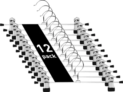 Produktbild von Massive verchromte Hosen- und Rockbügel mit rutschfesten Clips, 28 cm (11") (10er-Packung)