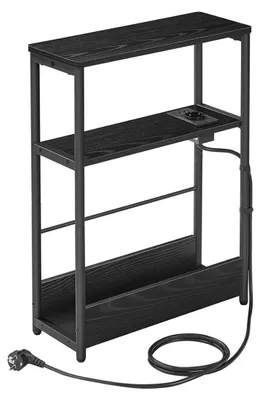 Obrázok produktu pre Príkonový stolík s 3 policami – úzky stolík – čierna farba – 18 x 45 x 58 cm