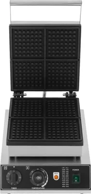Produktbild von Elektrisches Waffeleisen - 4er Waffelmaschine - Leistung 1750 W - Waffelgröße 11,5 x 11,5 cm - Einstellbarer Thermostat 50–300 °C - Antihaftbeschichtung - EU-Stecker 220 V - Schwarz