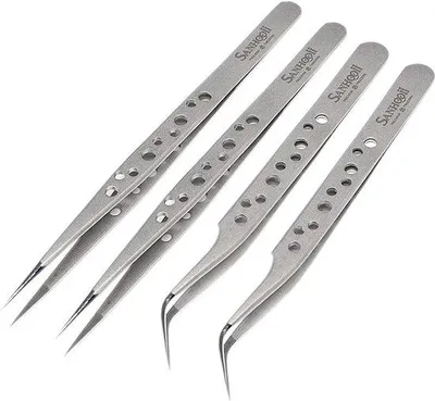 Produktbild von Famanu Pinzetten Set 4-teilig - Antistatisch, Edelstahl, Präzisionspinzetten