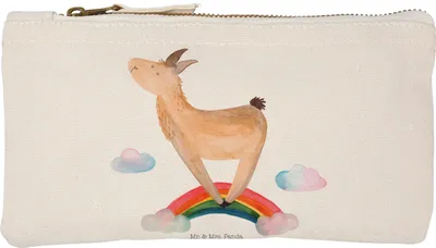 Produktbild von Mr. & Mrs. Panda Etui Lama Regenbogen Größe S Klein - Weiß - Geschenk, Kosmetiktasche, pencil case, Kulturbeutel, Kulturtasche, Freiheit, kosmetiktäschchen, Selbstständig