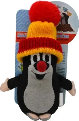 Immagine prodotto di Figura di peluche La piccola talpa, in piedi con berretto rosso e giallo, 15 cm