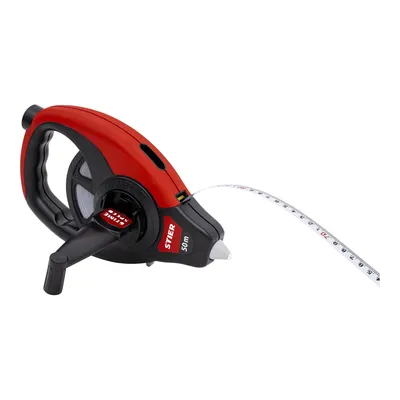 Produktbild von STIER Stahlbandmaß 50 m, in hochfestem Kunststoffgehäuse, mit mm und cm Teilung, Großer Kurbelarm, Ergonomische Grifffläche, Für Handwerk Industrie und Baugewerbe