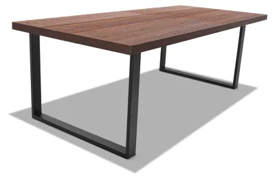 Zdjęcie produktu dla Stół jadalny z drewna i metalu o wymiarach 220x100 cm z kwadratowymi nogami i blatem w kolorze drewna tekowego