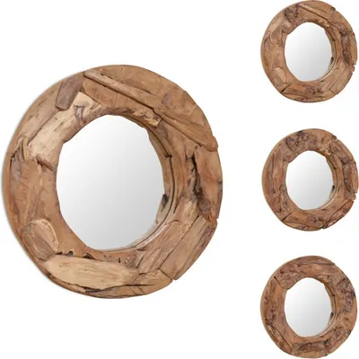 Obrázek produktu pro vidaXL Dekorativní zrcadlo teak 60 cm kulaté - Zrcadlo