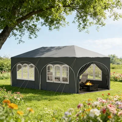 Immagine prodotto di Gazebo da 3x6 metri con 6 pareti laterali, tenda da festa impermeabile, protezione UV