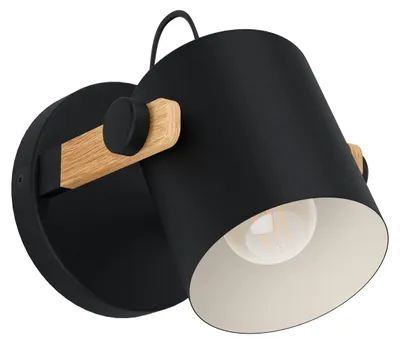 Image de Eglo Applique Hornwood noir naturel Ø 17 cm E27