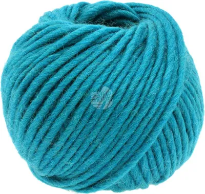 A ball of turquoise yarn.