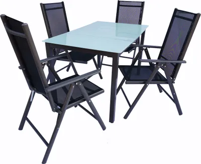Produktbild von 5 stk. Havemøbelsæt | Siddegruppe Spisegruppe | 1x Bord, 4x Stole | Borddimensioner ca. H. 76 x B. 140 x D. 80 cm | Stole 140 MA