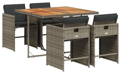 Obrázek produktu pro vidaXL 5dílný zahradní jídelní set s polštáři Grey Poly Rattan