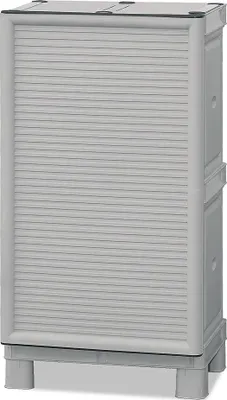 Produktbild von Mehrzweckschrank für den Außen und Innenbereich, niedriger Kleiderschrank mit 1 Tür und 1 Polypropylenregal, 100%  Italy, 50x39h92 cm, hellgraue Farbe