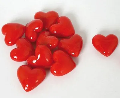 Gläserne Herzen 12 Stück rot 2,5 cm