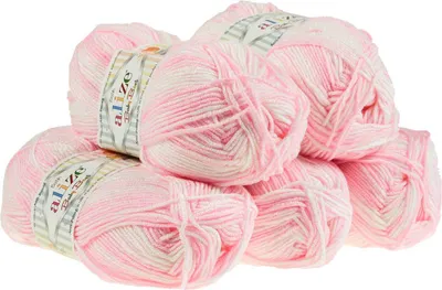 5x100g Baby-Strickgarn ALIZE Baby Best Batik, Antipilling, Babywolle, rosa 6660