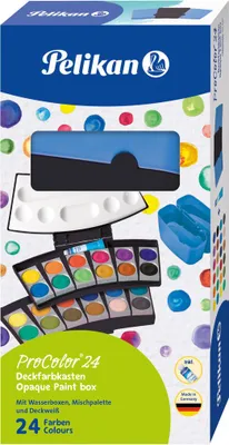 Produktbild von Farbkasten ProColor - 24 Farben schwarz/blau. Packung mit 16 Stück