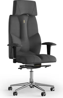Produktbild von KULIK SYSTEM Bürostuhl mit patentierter ergonomischer Rückenstütze, Sitzkissen | Ergonomischer Bürostuhl | Computerstuhl für Hause – Stoff (Azur - Grau)