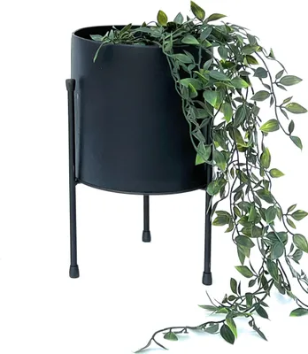 Produktbild von DanDiBo Blumenhocker mit Topf Metall Schwarz 32 cm Blumenständer 96261 Blumensäule Modern Pflanzenständer Pflanzenhocker