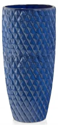 Produktbild von Hoher Keramik Pflanztopf kobaltblau glasiert, frostfest, mit Drainageloch, 25x50 cm