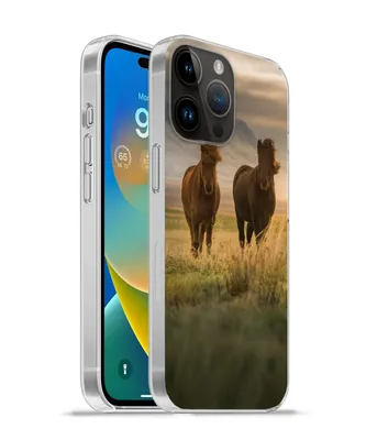 Produktbild von MuchoWow® Handyhülle Schutzhülle Hülle für Apple iPhone 14 Pro - Softcase Pferde - Luft - Gras Silikon Softcase Handy Hülle - Umschlag