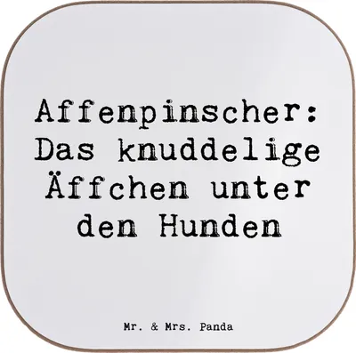 Produktbild von Mr. & Mrs. Panda Untersetzer für Gläser Spruch Affenpinscher Äffchen - Weiß - Geschenk, Hunde, Holzuntersetzer, Hunderasse, Hundeliebhaber, lebhaft, kleiner Hund, Coaster