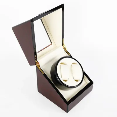 Immagine prodotto di Rotore per orologi - Doppio per 2 orologi automatici - Motore silenziosissimo - Tre modalità di rotazione - Espositore e custodia - Marrone