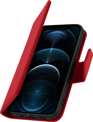 Produktbild von Avizar, iPhone 12 Pro Max Leder Etui Premium mit Standfunktion, Rot