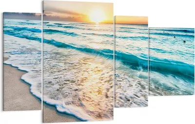 Produktbild von Bild auf Leinwand - Leinwandbild - Meer Welle Strand - 120x70cm - Wand Bild - Wanddeko - Wandbilder - Leinwanddruck - Bilder - Kunstdruck - Wanddekoration - Leinwand bilder - Wandkunst - DL120x70-3621