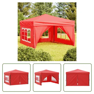 Produktbild von The Living Store Partyzelt Faltbar mit Seitenwänden Rot 3x3 m
