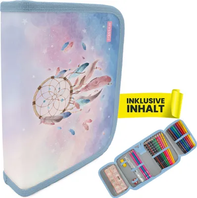 Produktbild von itenga Schüler-Etui Mäppchen Traumfänger 28 teilig (gefüllt) 1-Zipper