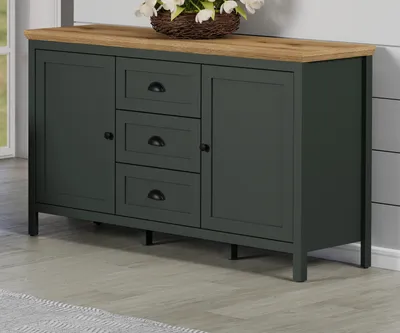 Produktbild von Kommode "Stanton" Landhaus grün mit Eiche, Wohn- und Esszimmer Sideboard 146 x 86 cm