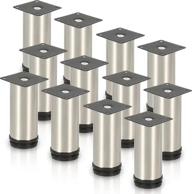Obrázok produktu pre Clanmacy sada 12 nábytkových nôh sada stolových nôh nohy pohovky nohy nábytku podpery postele nohy pohovky nohy skrine nohy nábytku nerezová oceľ 180mm