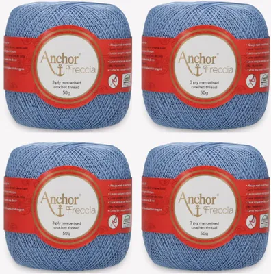 Immagine prodotto di 4x Anchor Freccia 25 – Filato di cotone extra fine per lavori all'uncinetto delicati (Colore 00130)