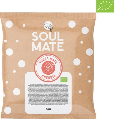 Immagine prodotto di Soul Mate - Tè di mate biologico campione Orgánica Energia 50 g - Con guaranà - Più forte, più caffeina - Senza fumo, delicato - Essiccato all'aria - Yerba mate del Brasile