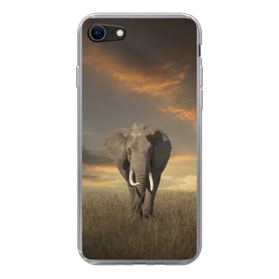 Produktbild von MuchoWow® Handyhülle Schutzhülle Hülle für iPhone 8 Elefant - Tiere - Gras - Natur Silikon Softcase Handy Hülle - Schutzhaube