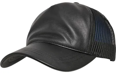 Produktbild von FLEXFIT 6606LT | Leather Trucker Cap - Front in weicher Lederoptik - Farbe: Black/Black - Größe: One Size