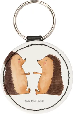 Produktbild von Mr. & Mrs. Panda Schlüsselanhänger Igel Liebe - Weiß - Geschenk, Freundin, anhänger schlüssel, Hochzeitstag, Hochzeit, kleiner, klein, Taschenanhänger