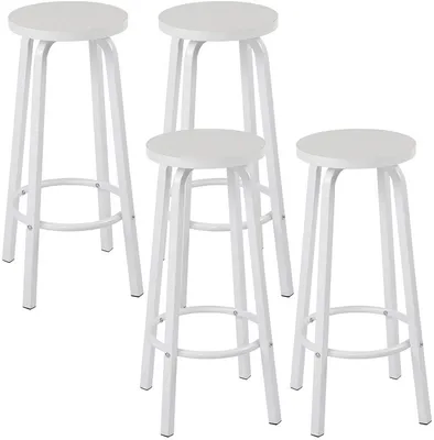 Image de Ensemble de 4 tabourets de bar avec assise ronde | Blanc | 30x30x71 cm